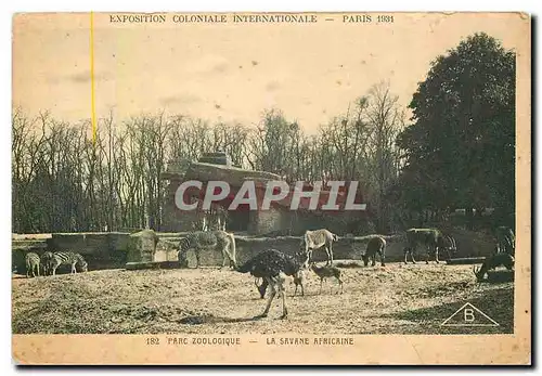 Ansichtskarte AK Exposition Coloniale Internationale Paris Parc Zoologique La Savane Africaine Autruche Zebre