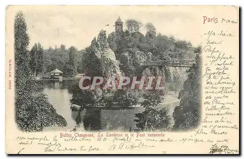 Cartes postales Paris Buttes Chaumont La Lanterne et le Pont suspendu