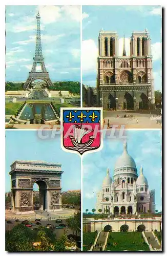 Cartes postales Paris La Tour Eiffel Notre Dame Arc de triomphe Sacre Coeur