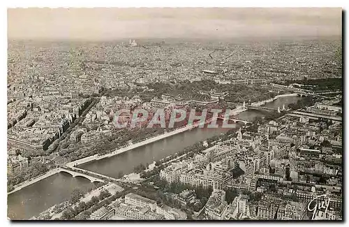 Cartes postales Paris et ses Merveilles Panorama pris de la Tour Eiffel Sur la rive droite on voit de haut en ba