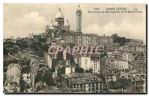 Cartes postales Paris Panorama de Montmartre et le Sacre Coeur