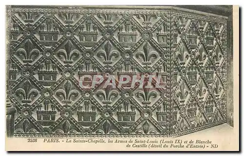 Ansichtskarte AK Paris La Sainte Chapelle les Armes de Saint Louis et de Blanche de Castille detail du Porche d'E
