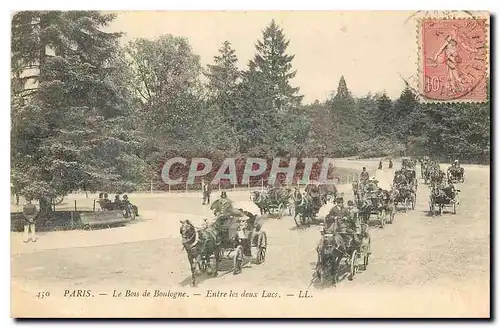 Cartes postales Paris Le Bois de Boulogne Entre les deux Lacs Attelage Chevaux