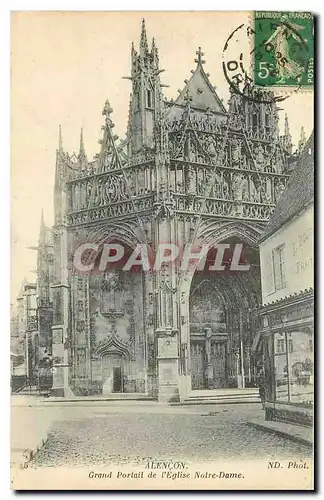 Cartes postales Alencon grand portail de l'Eglise Notre Dame