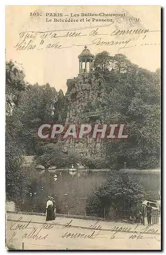 Cartes postales Paris les buttes chaumont le Belvedere et le Passeur