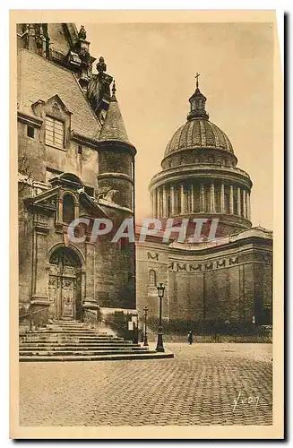 Cartes postales Paris en Flanant Entree Laterale de l'eglise St Etienne du Mont et Dome du Pantheon