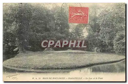 Cartes postales Bois de Boulogne Bagatelle le Lac et le Pont