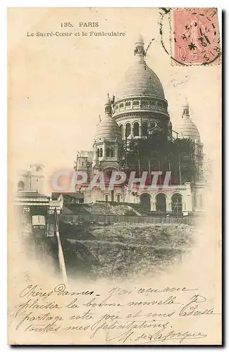 Cartes postales Paris le Sacre Coeur et le Funiculaire