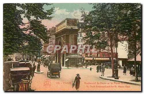 Cartes postales Paris Boulevard St Denis et la Porte St Martin