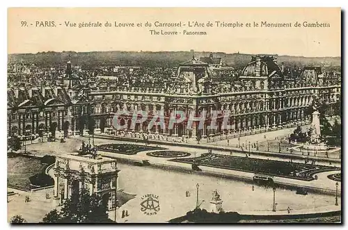 Ansichtskarte AK Paris vue generale du Louvre et du Carrousel l'Arc de triomphe et le monument de Gambetta