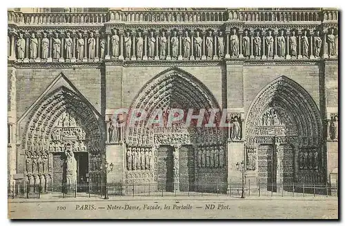 Cartes postales Paris Notre Dame Facade les Portails