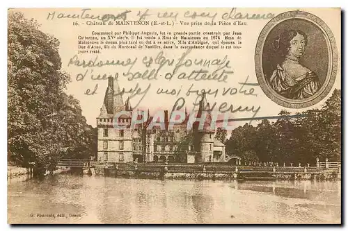 Cartes postales Chateau de Maintenon E et L Vue prise de la Piece d'Eau