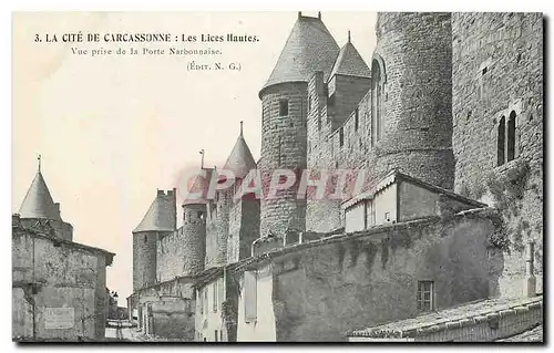 Cartes postales La Cite de Carcassonne Les Lices Hautes Vue prise de la Porte Narbonnaise