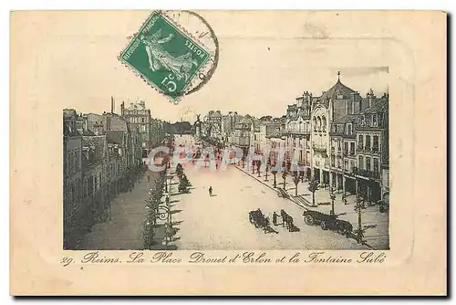 Cartes postales Reims La Place Drouet d'Erlon et la Fontaine Jube