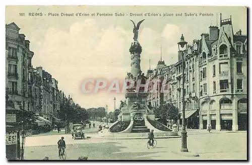 Cartes postales Reims Place Drouet d'Erlon et Fontaine Sube