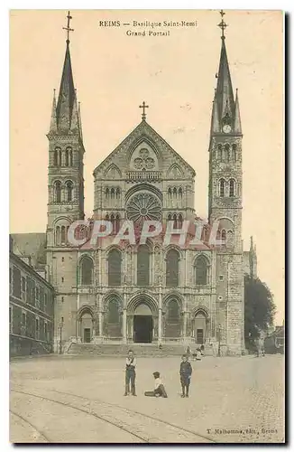 Ansichtskarte AK Reims Basilique Saint Remi Grand Portail