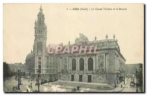 Cartes postales Lille Nord Le Grand Theatre et la Bourse