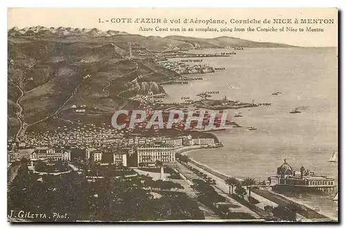 Ansichtskarte AK Cote d'Azur a vol a Aeroplane corniche de Nice a Menton