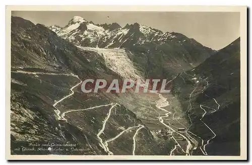 Cartes postales Furka und Grimselstrabe mit Gletsch Rhonegletscher und Galenstock