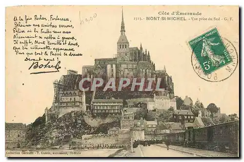Cartes postales Cote d'Emeraude Mont St Michel Vue prise du Sud Train Botrel