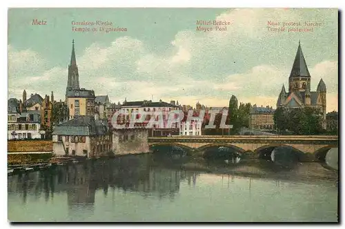 Cartes postales Metz Temple de la Garnison Moyen Pont Temple protestant
