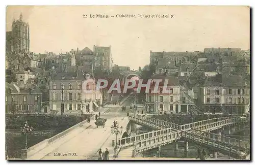 Cartes postales Le Mans Cathedrale Tunnel et Pont en X