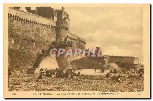 Ansichtskarte AK Saint Malo La Plage et les Remparts de Bon Secours