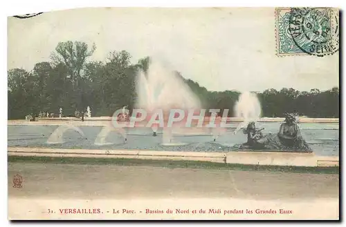 Cartes postales Versailles Le Parc Bassin du Nord et du Midi pendant les Grandes Eaux