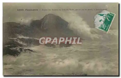 Cartes postales Penmarch Aspect des Rochers du Trou de l'Enfer par un raz de Marer a Saint Guenole