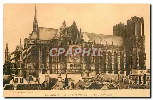 Cartes postales Reims la Cathedrale vue laterale nord