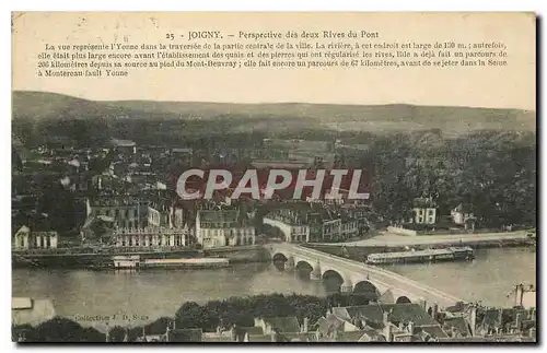 Cartes postales Joigny perspective des deux Rives du Pont