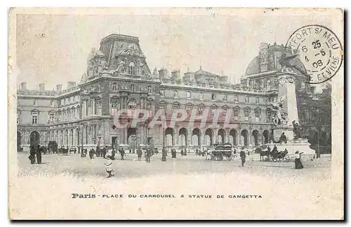 Cartes postales Paris Place du Carrousel et statue de Gambetta