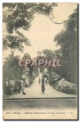 Ansichtskarte AK Paris Buttes Chaumont le Pont suspendu