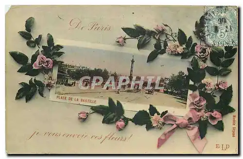 Ansichtskarte AK De Paris Place de la Bastille je vous envoie ces fleurs