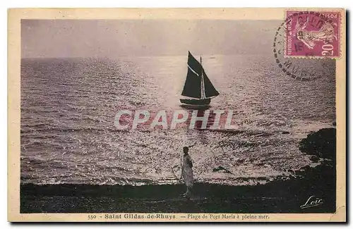 Cartes postales Saint Gildas de Rhuys Plage de Port Maria a pleine mer Bateau