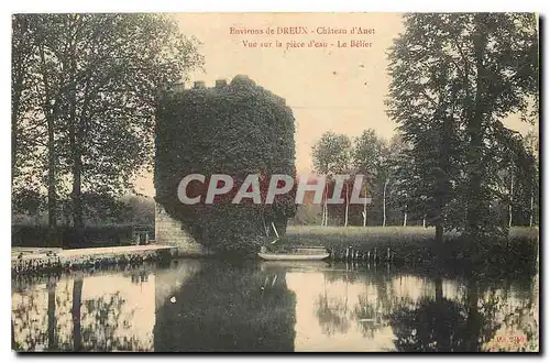 Cartes postales Environs de Dreux Chateau d'Anet vue sur la Piece d'eau le Belier