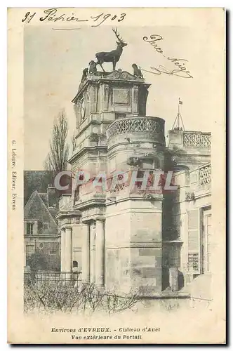 Cartes postales Environs d'Evreux Chateau d'Anet vue exterieure du Portail