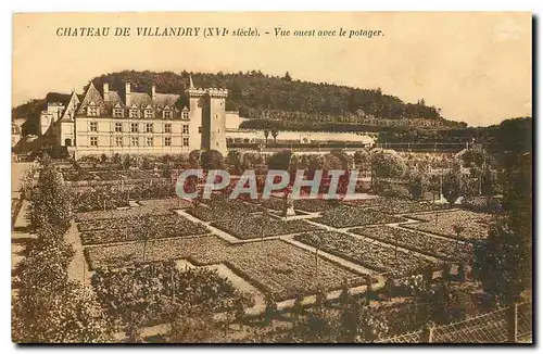 Cartes postales Chateau de Villandry XVI siecle vue ouest avec le potager