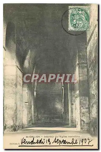Cartes postales St Emilion interieur de l'Eglise monolithe