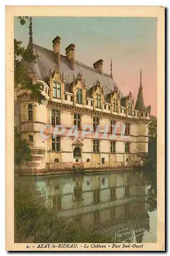 Cartes postales Azay le Rideau le chateau face sud ouest
