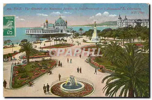 Ansichtskarte AK Nice vue generale des nouveaux jardins la Jetee promenade et le Monument du Centenaire