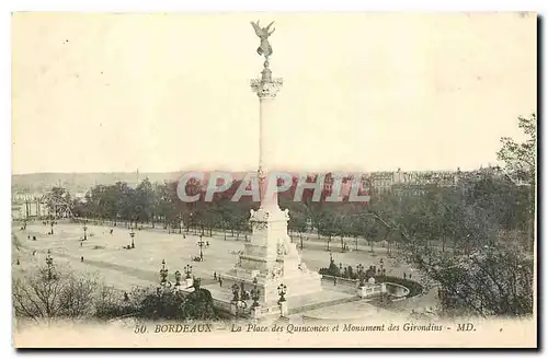 Cartes postales Bordeaux la Place des Quinconces et monument des Girondins