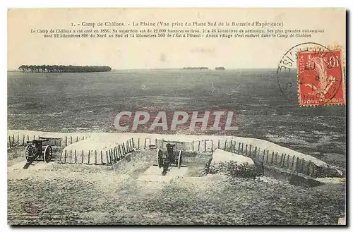 Cartes postales Camp de Chalons La Plaine Vue prise du Phare Sud de la Batterie d'Experience Militaria