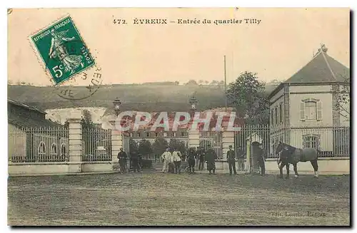 Cartes postales Evreux Entree du quartier Tilly Militaria