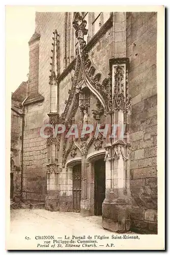 Ansichtskarte AK Chinon Le Portail de l'Eglise Saint Etienne rue Philippe de Commines