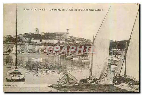 Cartes postales Cannes le Port la Plage et le Mont Chevalier Bateaux