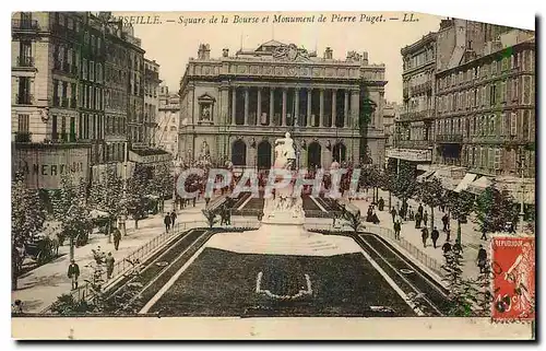 Ansichtskarte AK Marseille Square de la Bourse et Monument de Pierre Puget