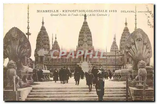 Cartes postales Marseille Exposition Coloniale Grand Palais de l'Indo Chine Allee centrale