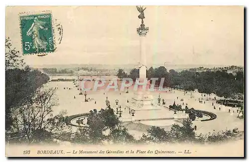 Cartes postales Bordeaux Le Monument des Girondins et la Place des Quinconces