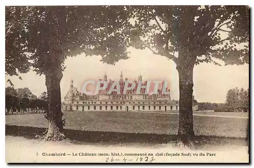 Ansichtskarte AK Chambord Le Chateau mon hist facade sud vu du Parc